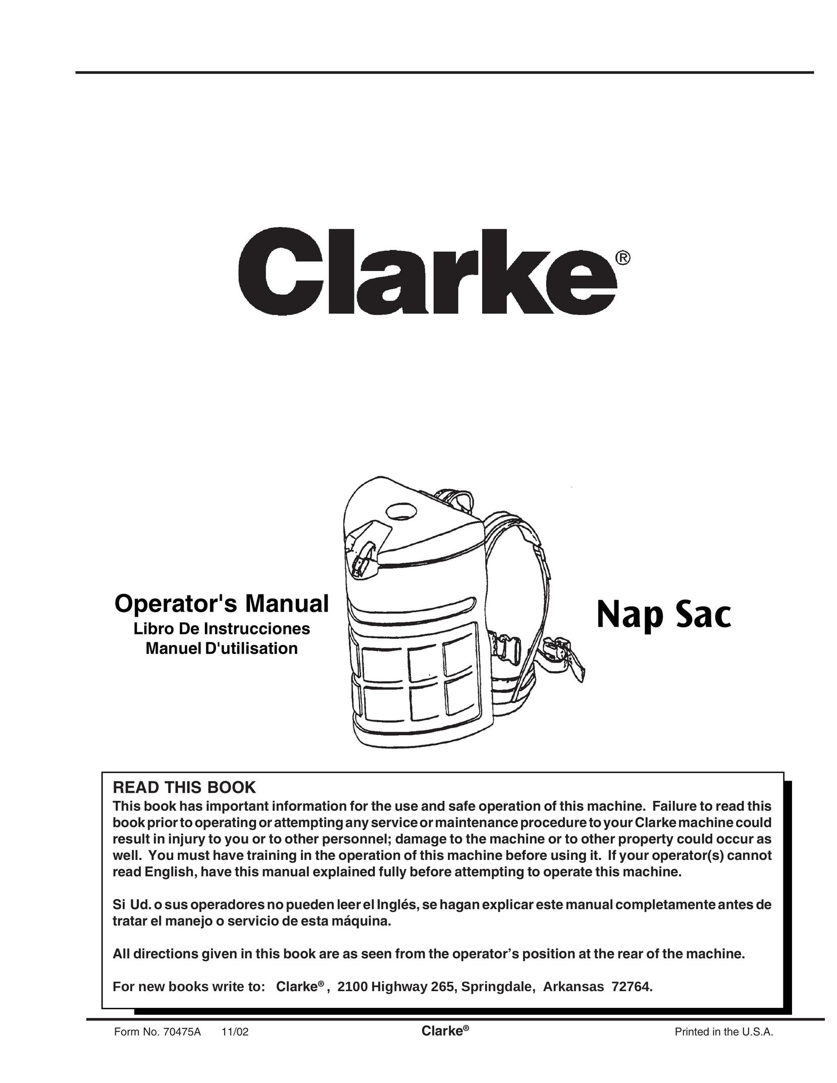 Clarke NapSac Vacuum Cleaner User Manual