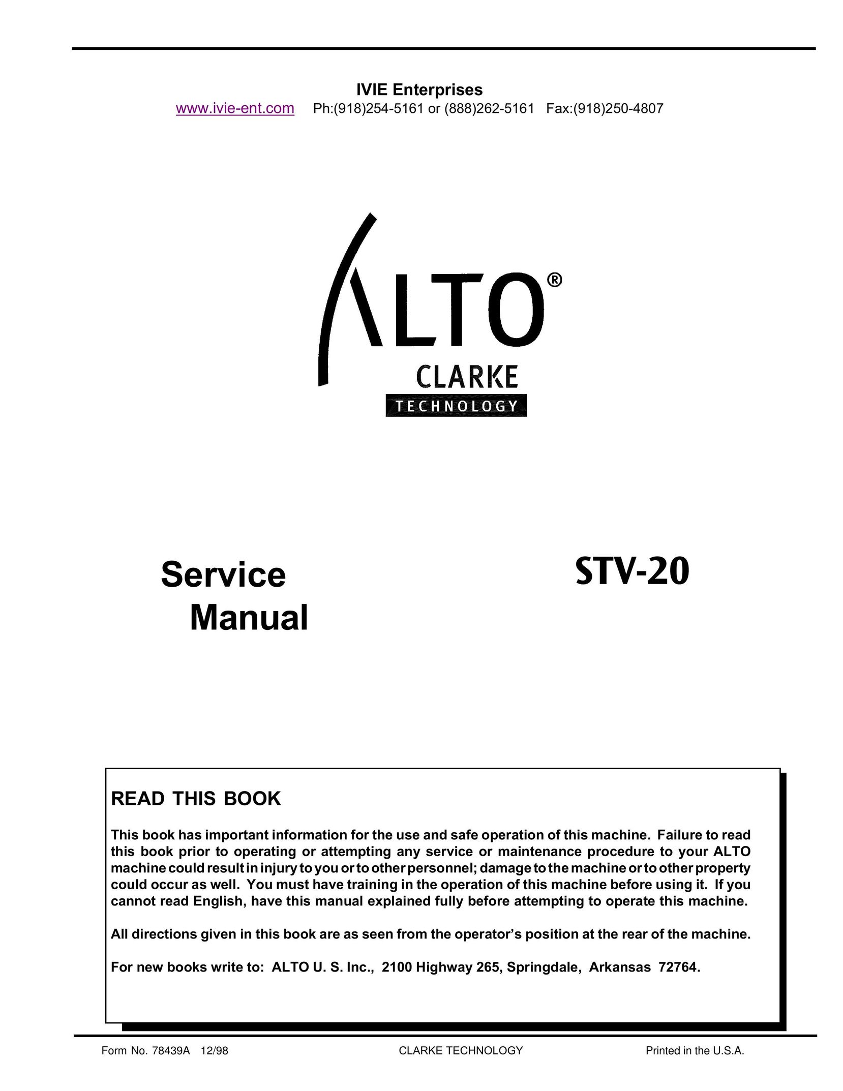 Clarke STV-20 Vacuum Cleaner User Manual