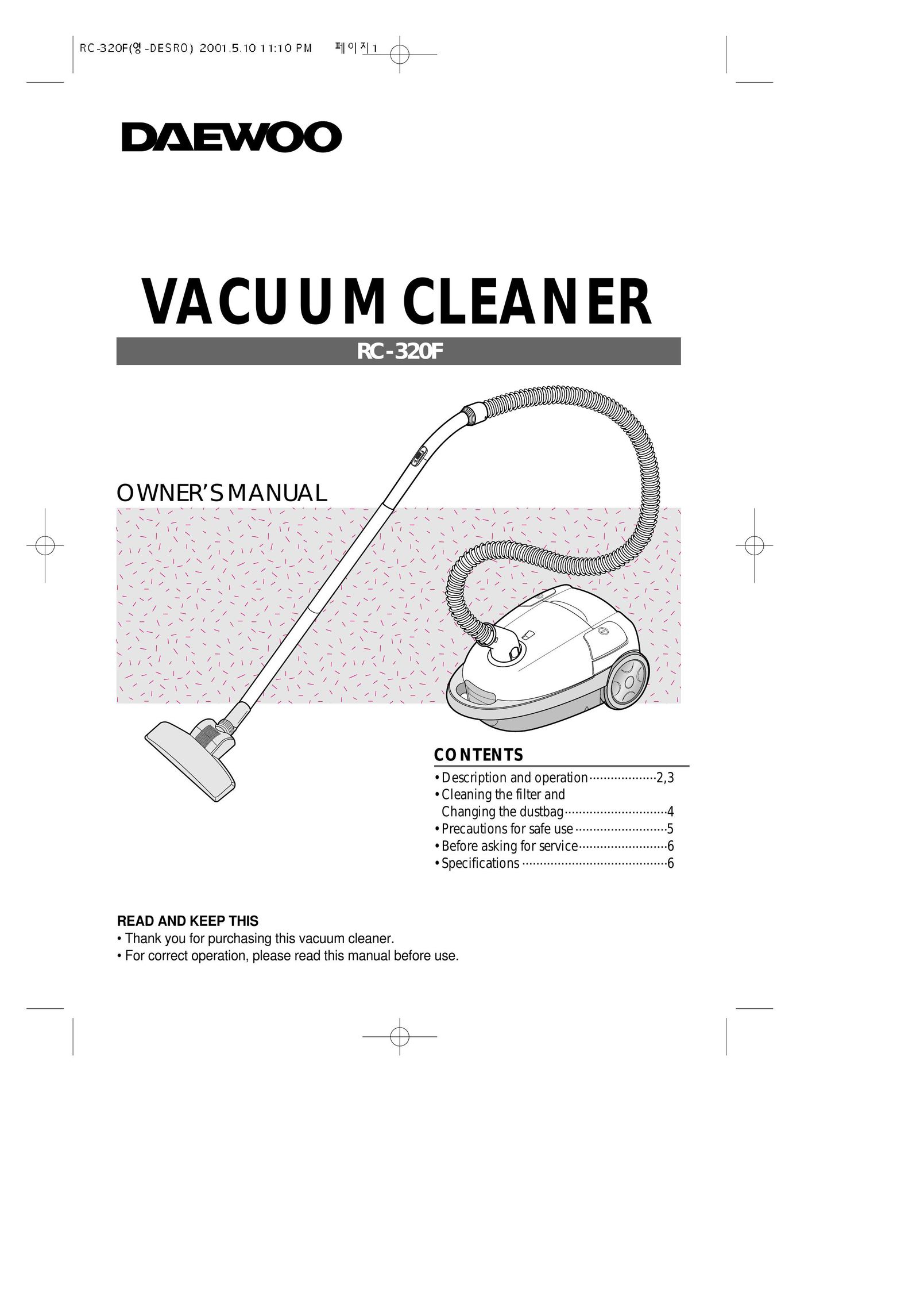 Daewoo RC-320F Vacuum Cleaner User Manual