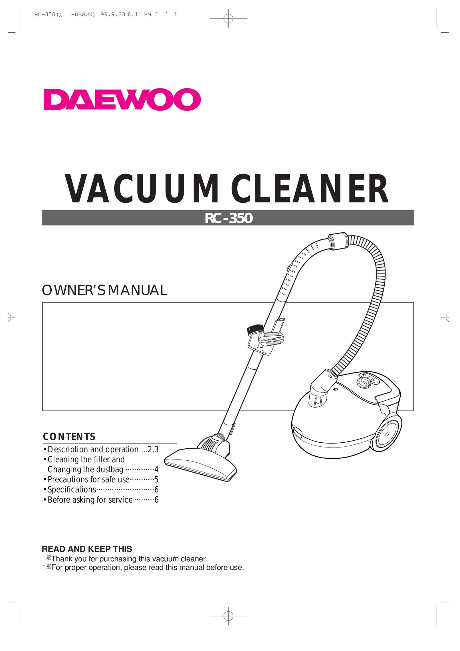 Daewoo RC-350 Vacuum Cleaner User Manual