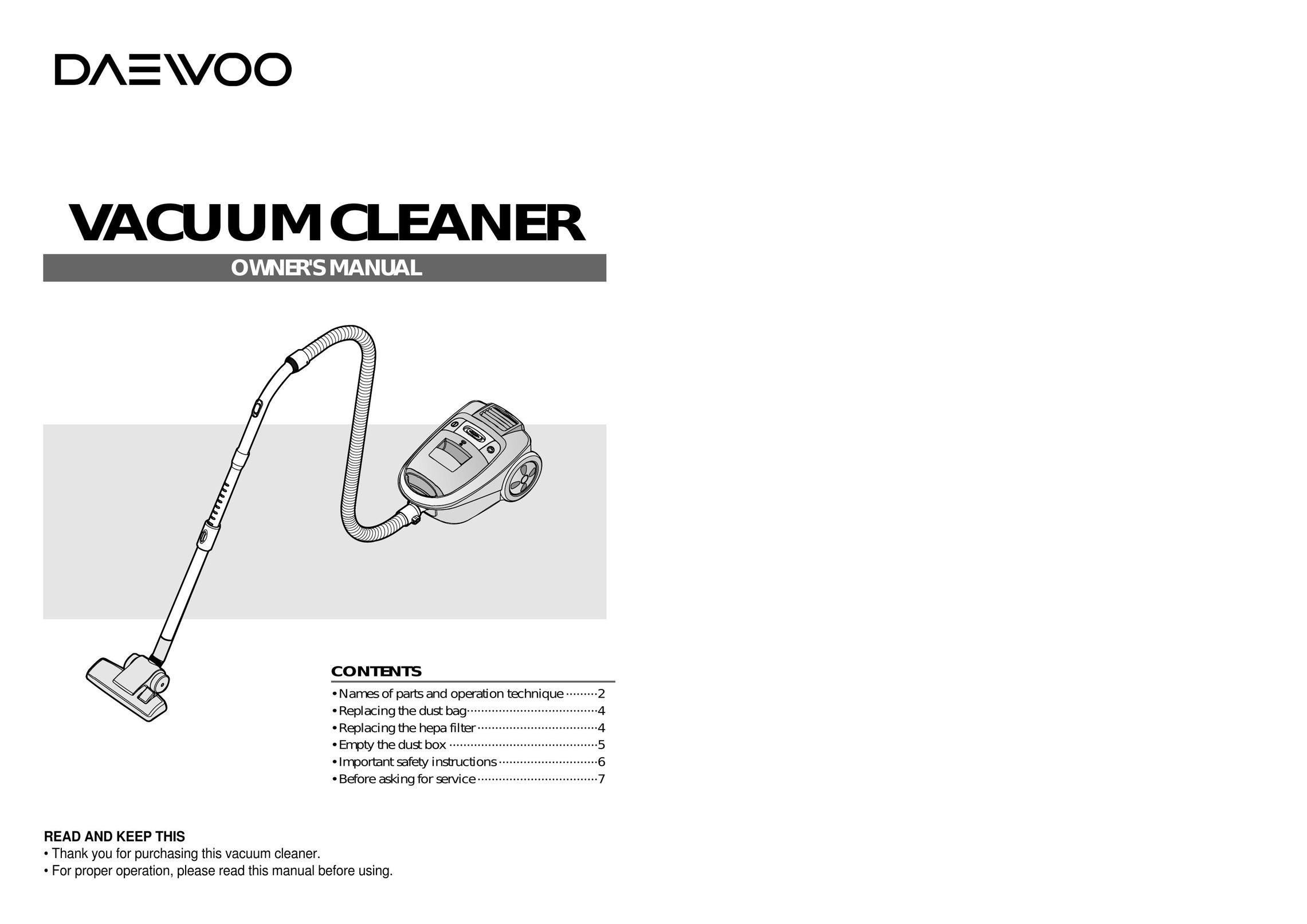 Daewoo RC-400B Vacuum Cleaner User Manual