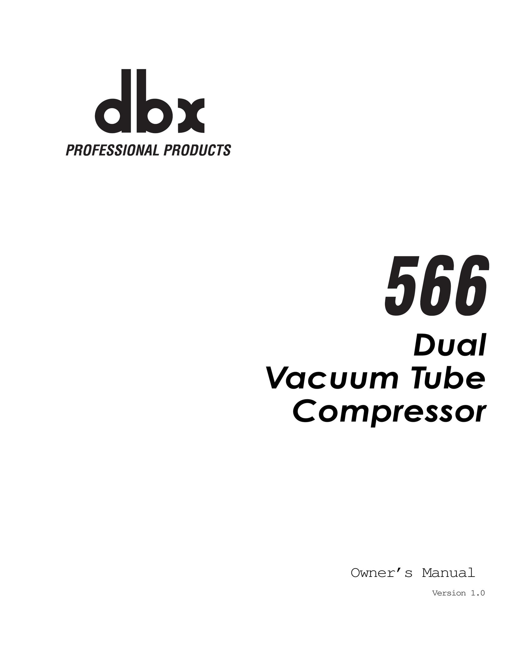 dbx Pro 566 Vacuum Cleaner User Manual