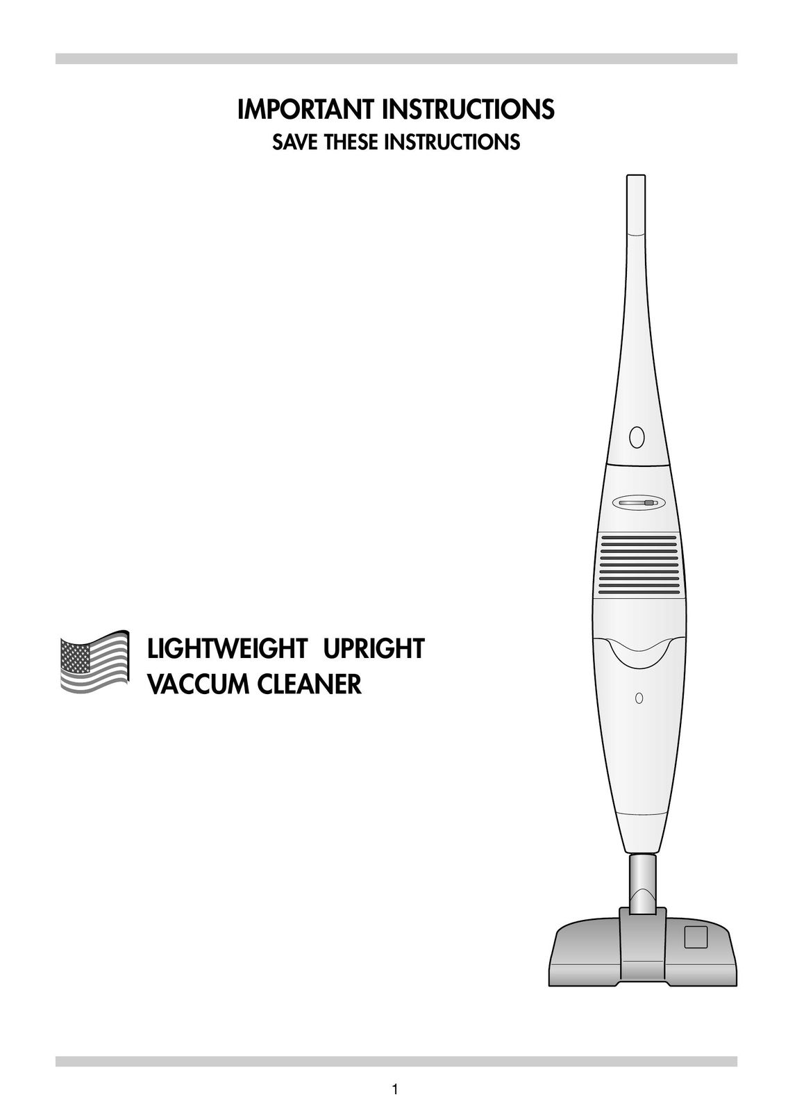 DeLonghi Upright Vacuum Cleaner Vacuum Cleaner User Manual