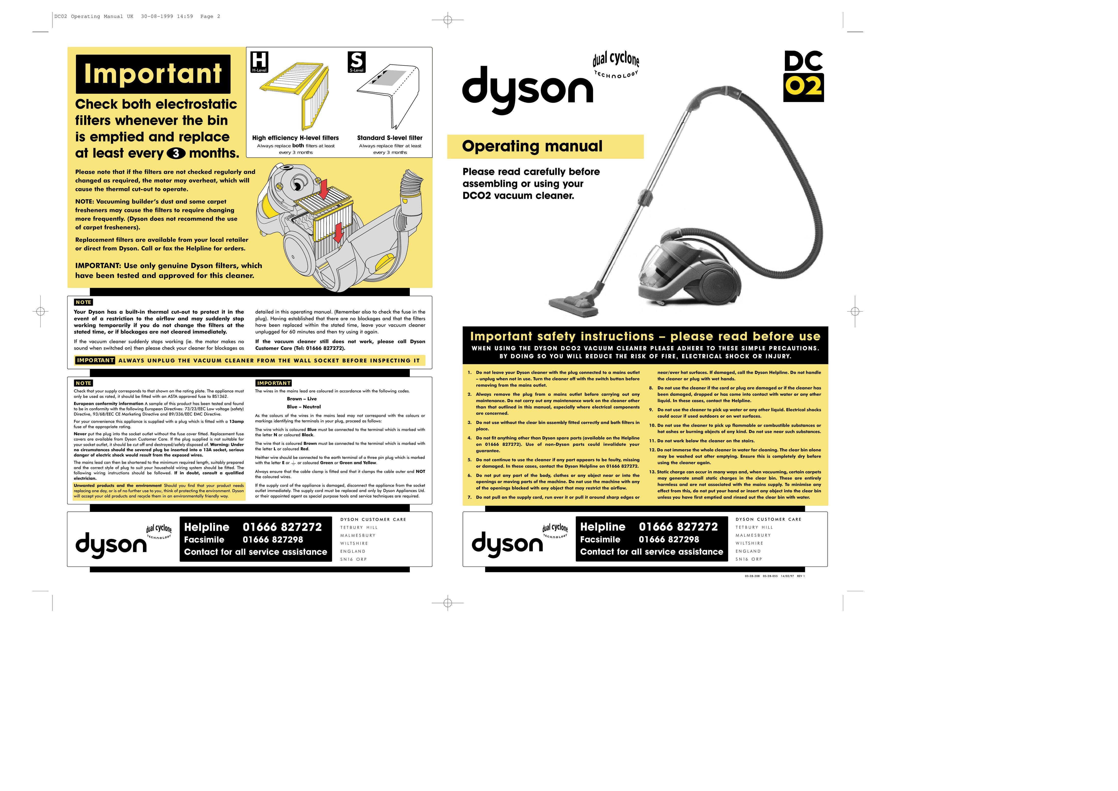 Dyson DC02 Vacuum Cleaner User Manual