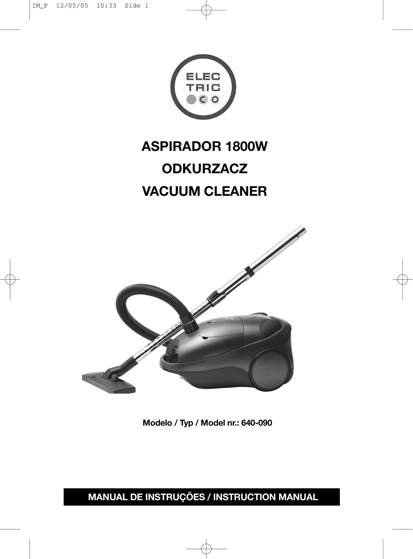 Electric-Spin 640090 Vacuum Cleaner User Manual