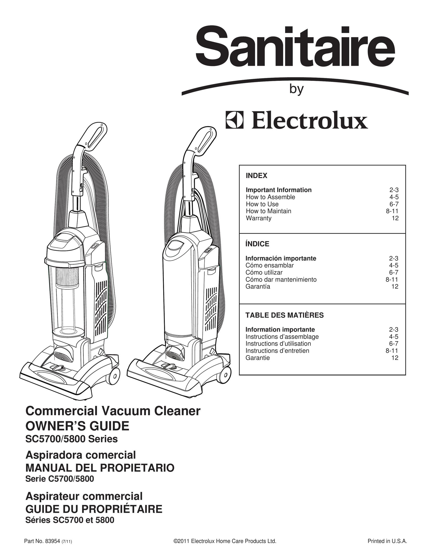 Electrolux SC5700/5800 SERIES Vacuum Cleaner User Manual