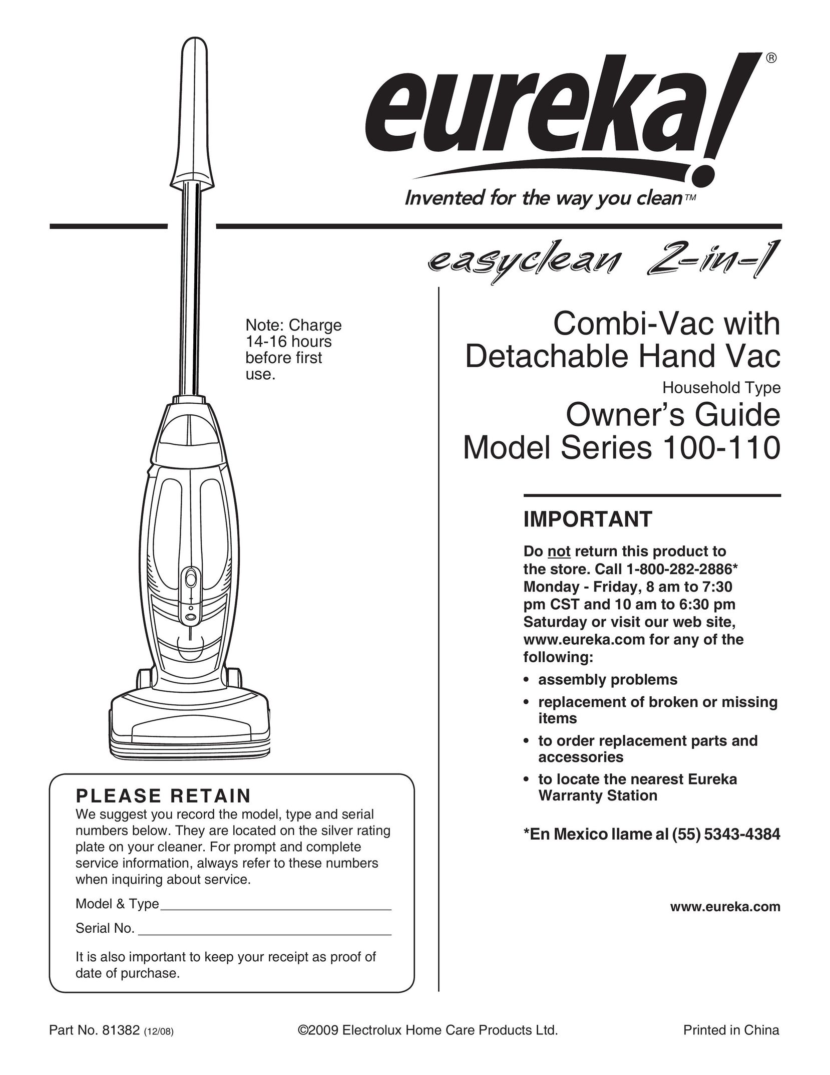 Eureka 100-110 Vacuum Cleaner User Manual