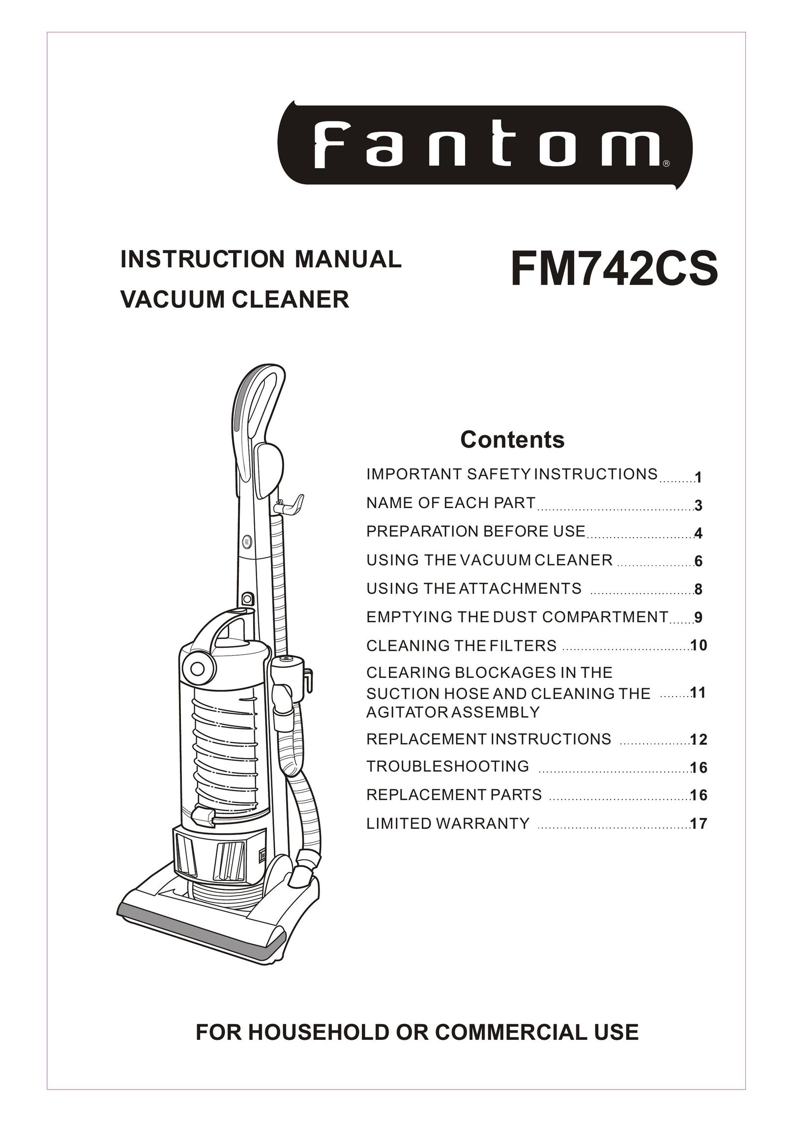 Fantom Vacuum FM742CS Vacuum Cleaner User Manual
