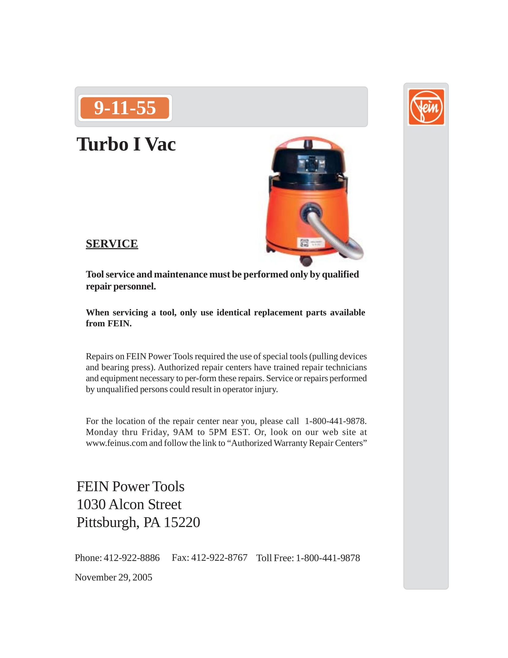 FEIN Power Tools 9-11-55 Vacuum Cleaner User Manual