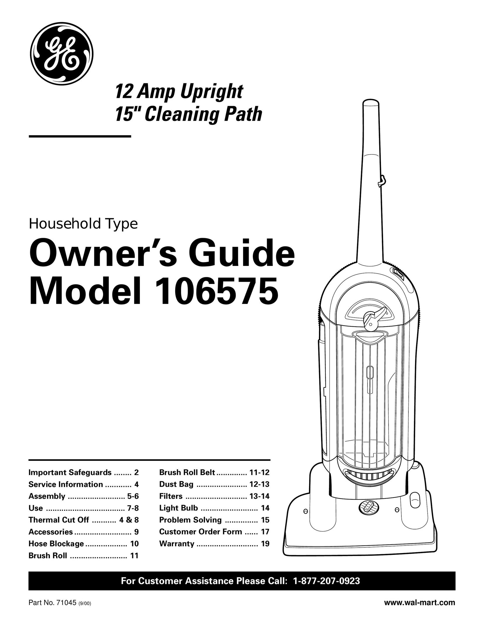 GE 106575 Vacuum Cleaner User Manual