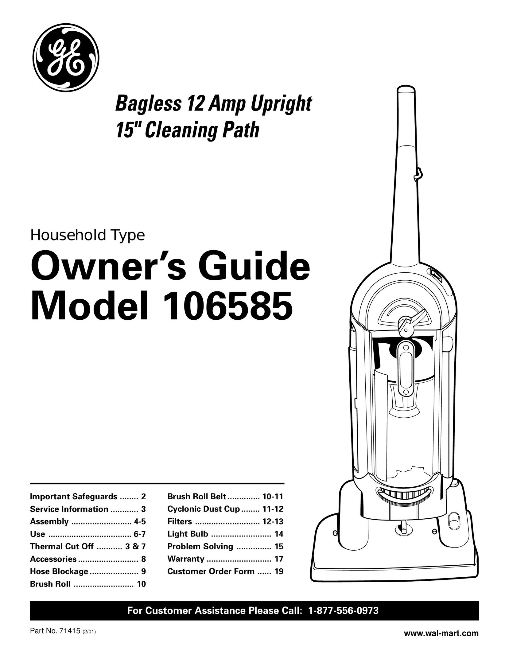 GE 106585 Vacuum Cleaner User Manual