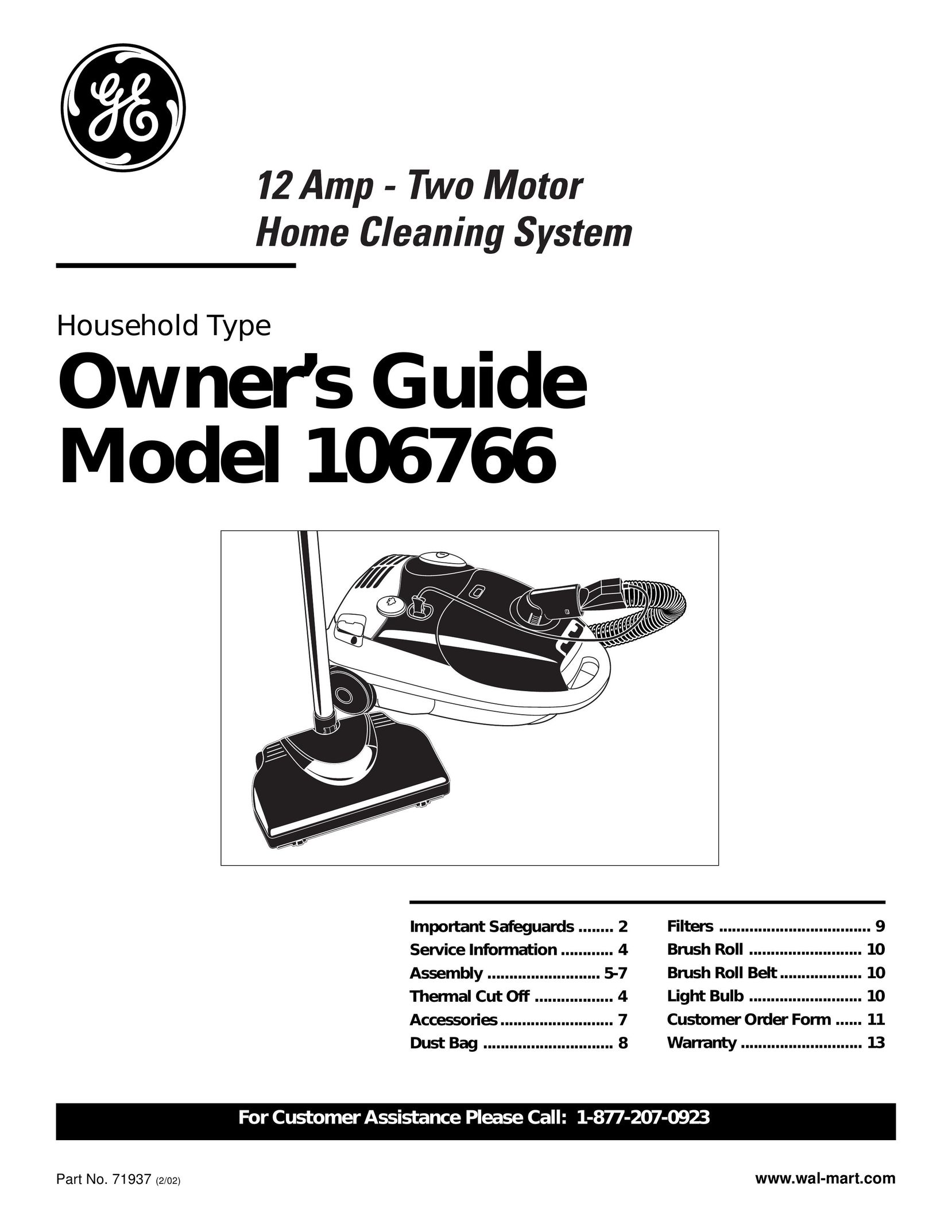 GE 106766 Vacuum Cleaner User Manual
