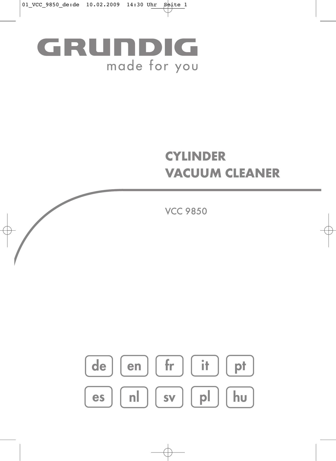 Grundig VCC9850 Vacuum Cleaner User Manual