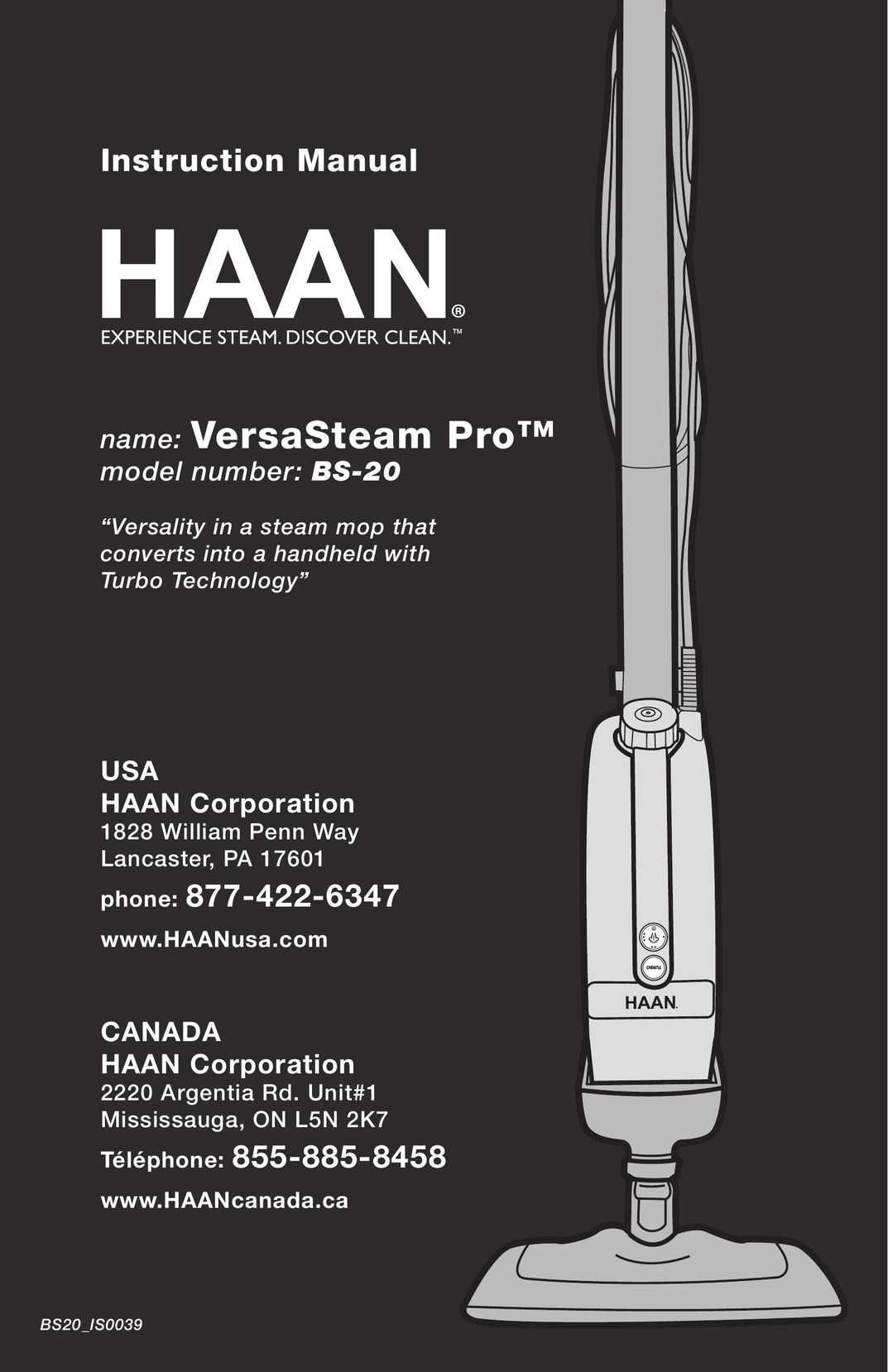 Haan BS-20 Vacuum Cleaner User Manual