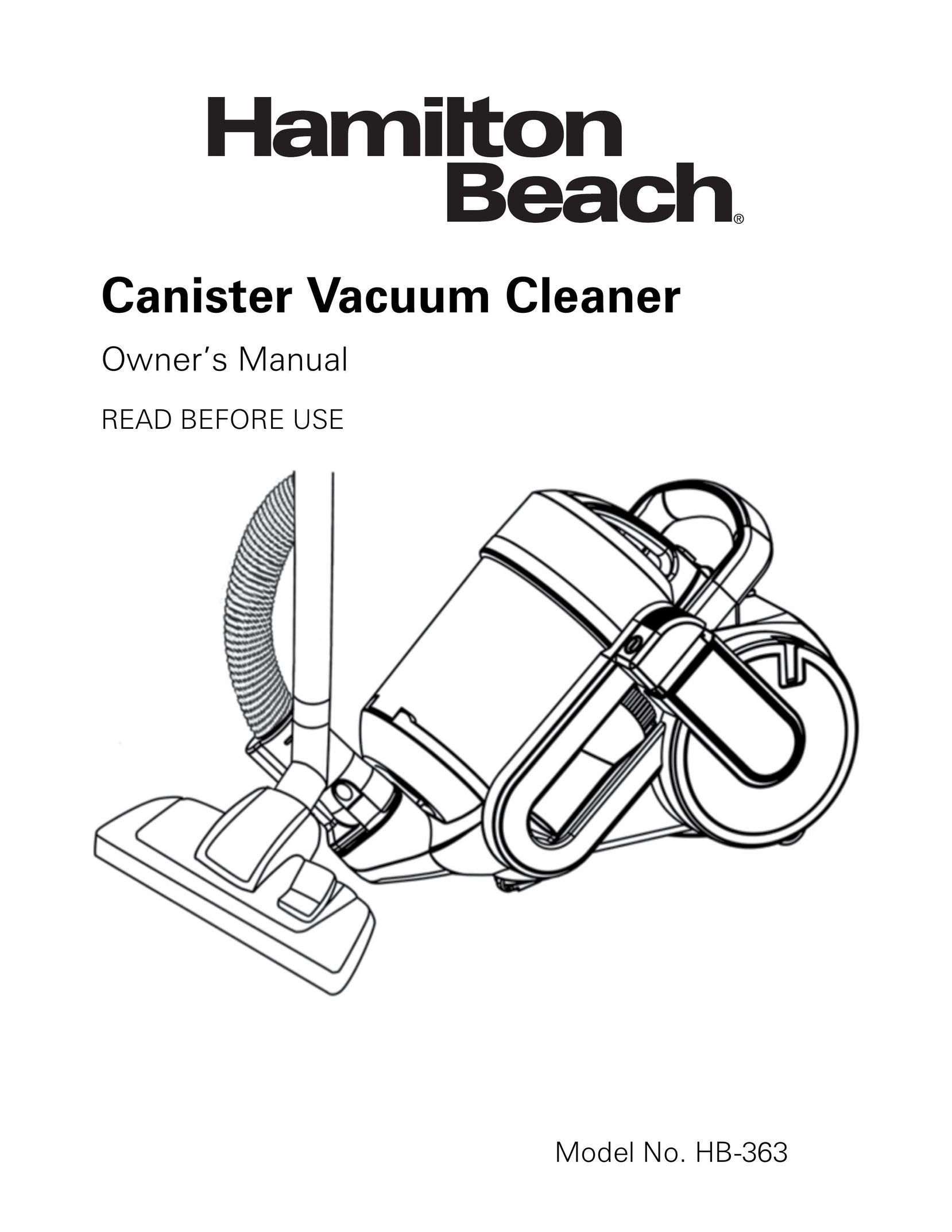 Hamilton Beach HB-363 Vacuum Cleaner User Manual