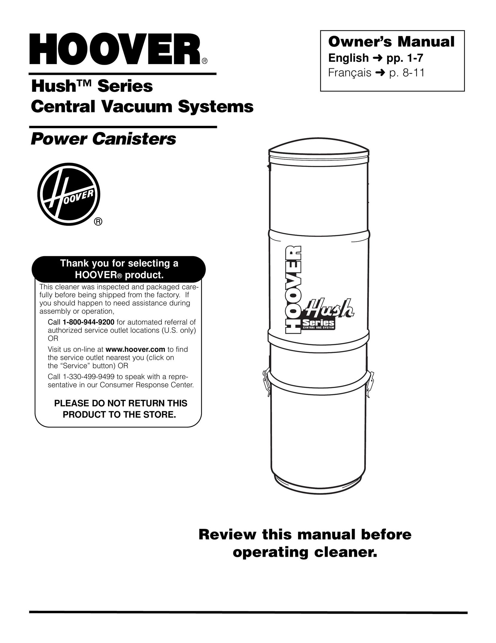Hoover 120 V 60 HZ Vacuum Cleaner User Manual