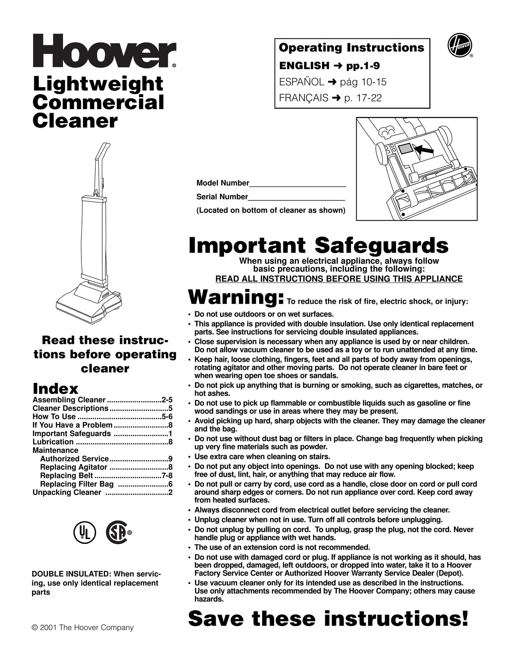 Hoover C1404 Vacuum Cleaner User Manual