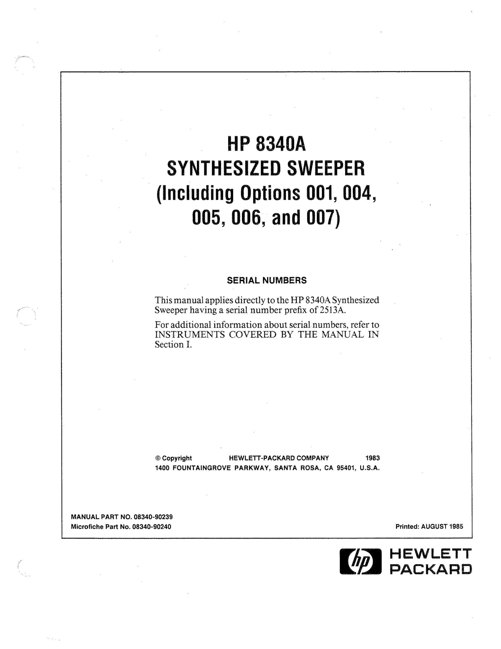 HP (Hewlett-Packard) 8340a Vacuum Cleaner User Manual