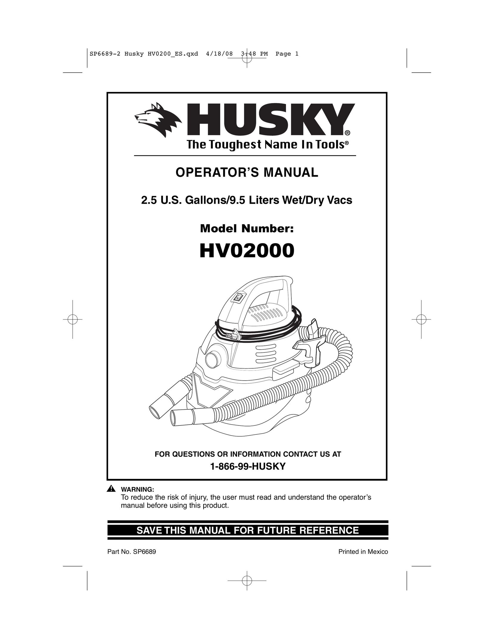 Husky HV02000 Vacuum Cleaner User Manual