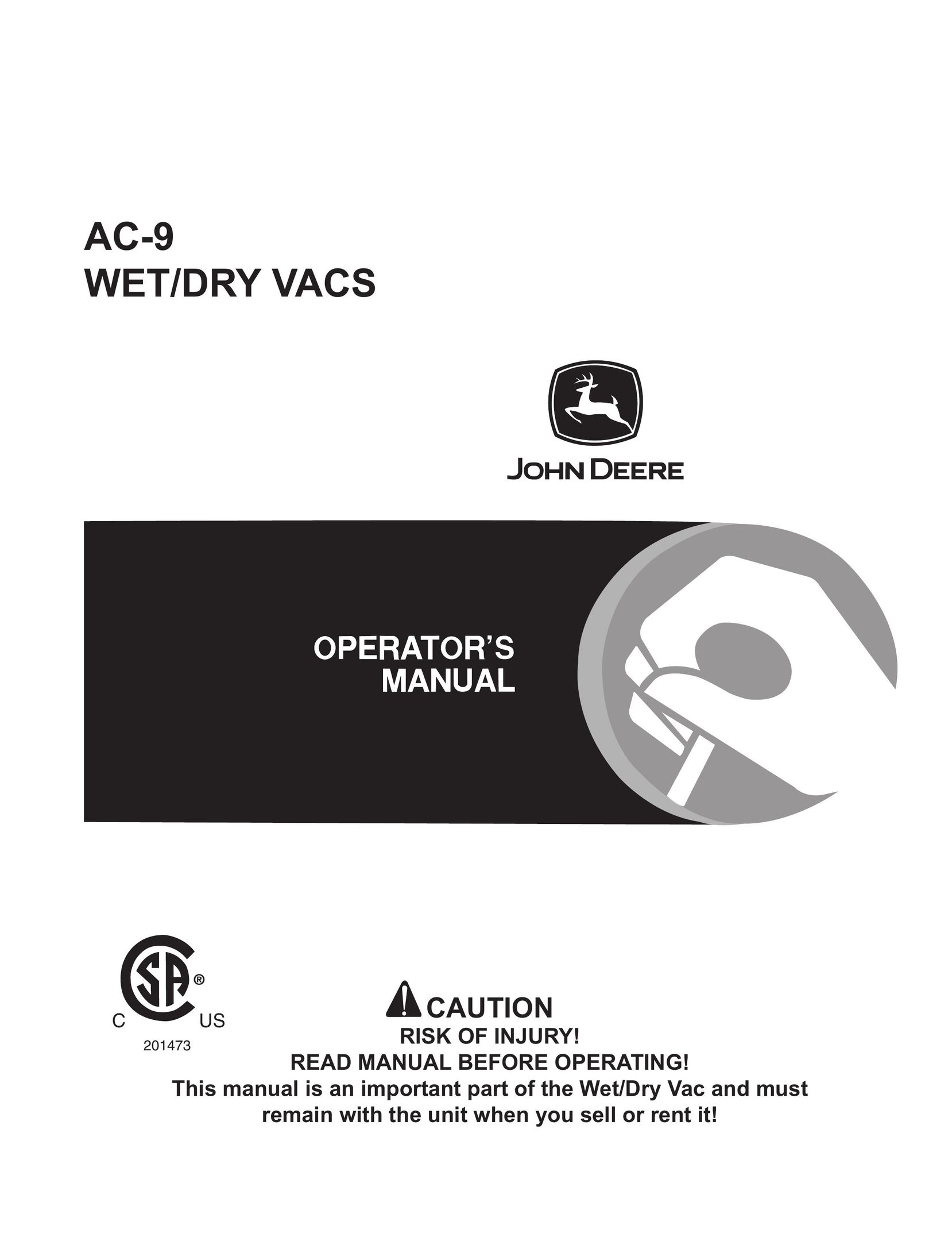John Deere AC-9 Vacuum Cleaner User Manual