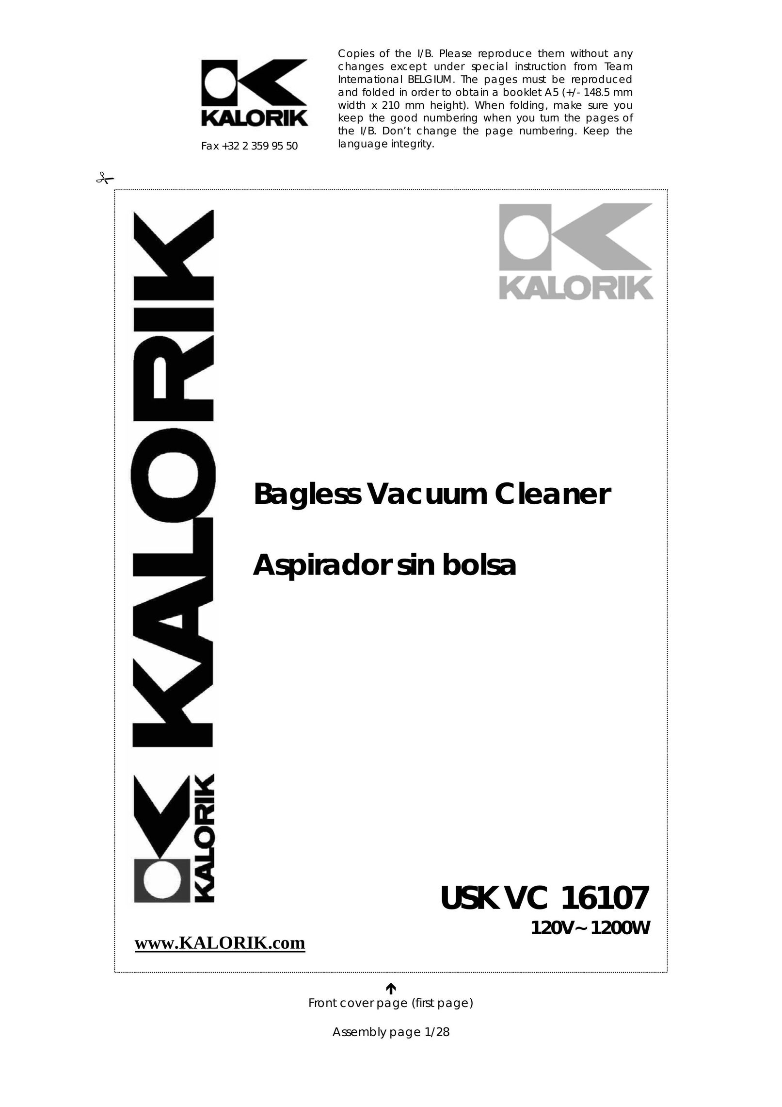 Kalorik USK VC 16107 Vacuum Cleaner User Manual