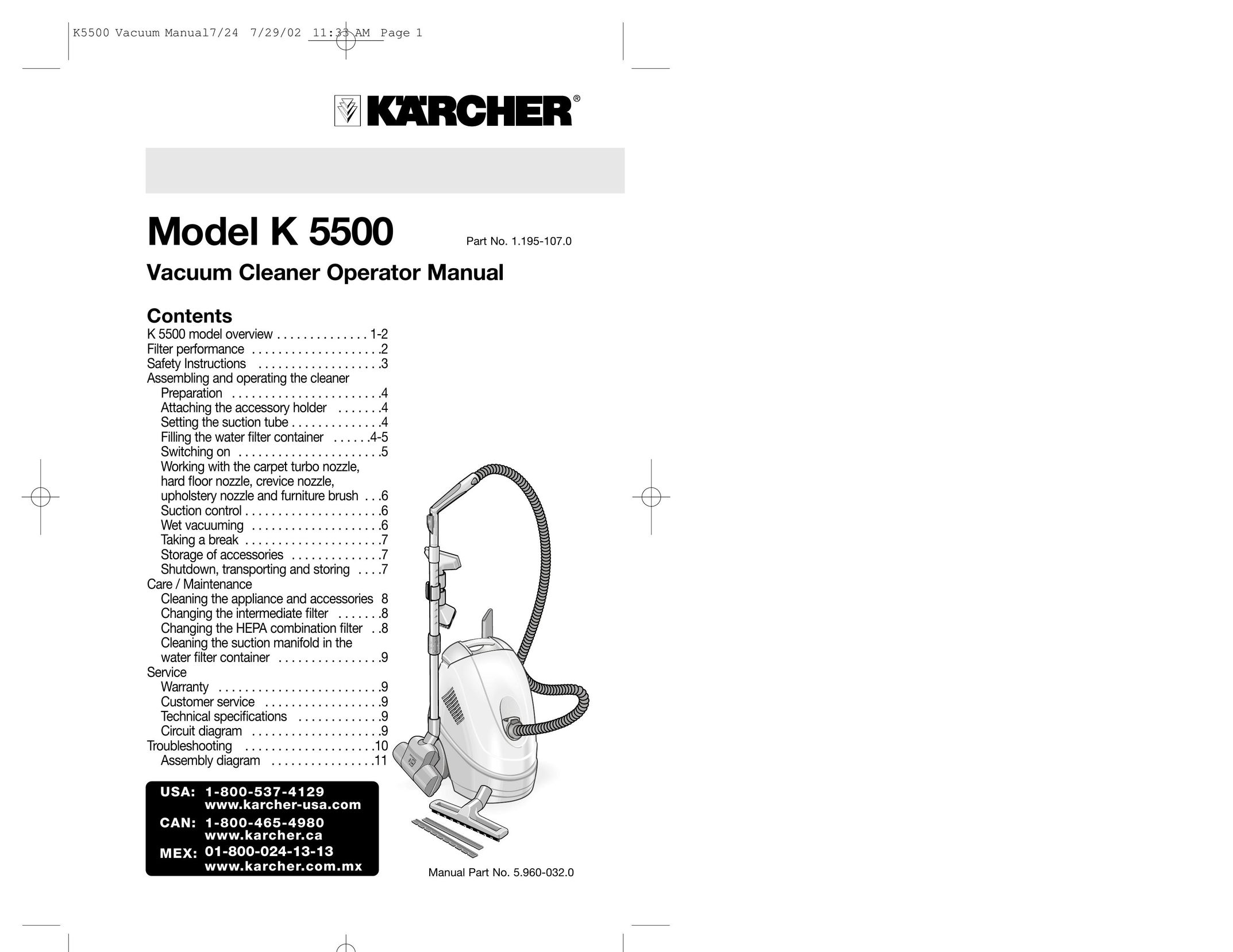 Karcher K 5500 Vacuum Cleaner User Manual