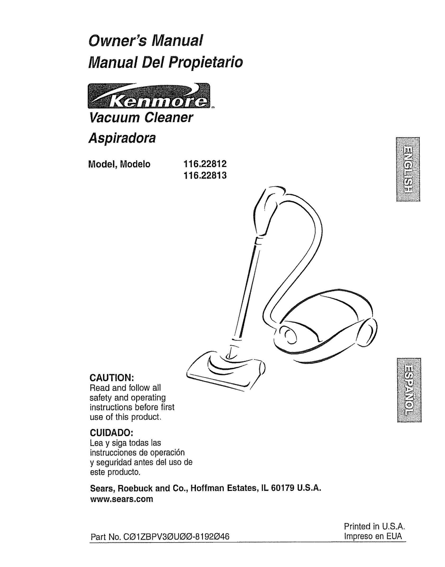 Kenmore 116.22813 Vacuum Cleaner User Manual