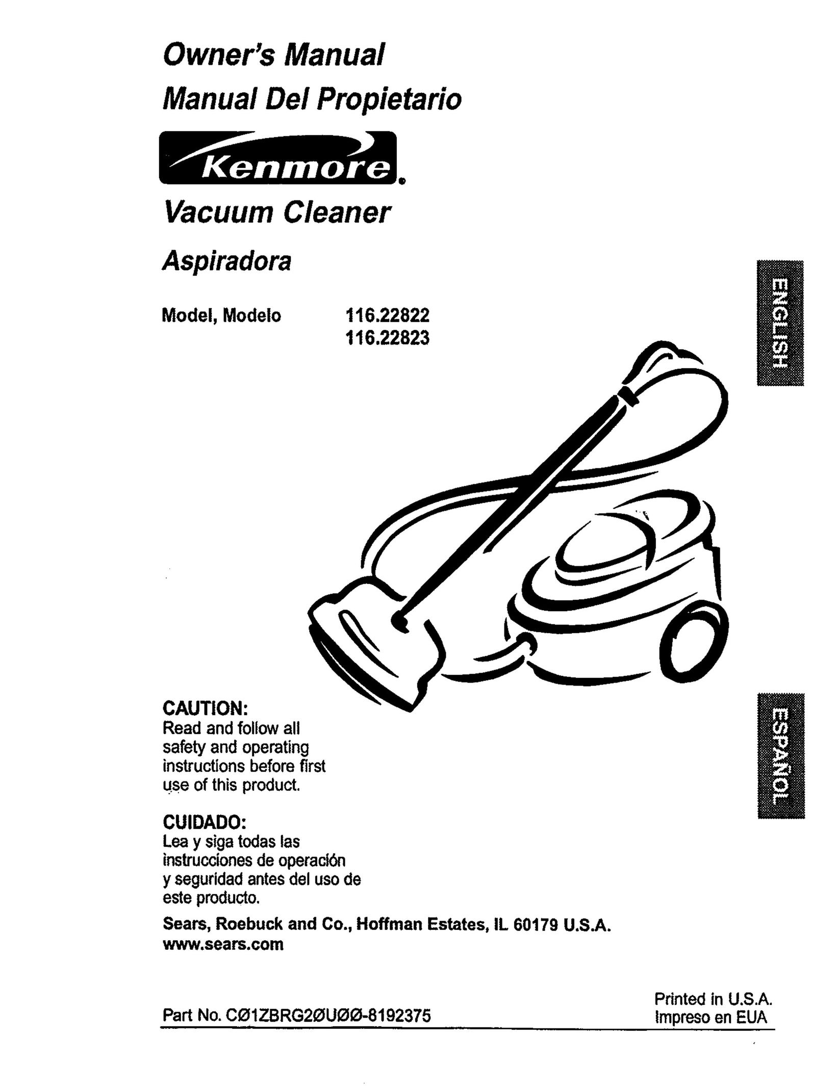 Kenmore 116.22822 Vacuum Cleaner User Manual