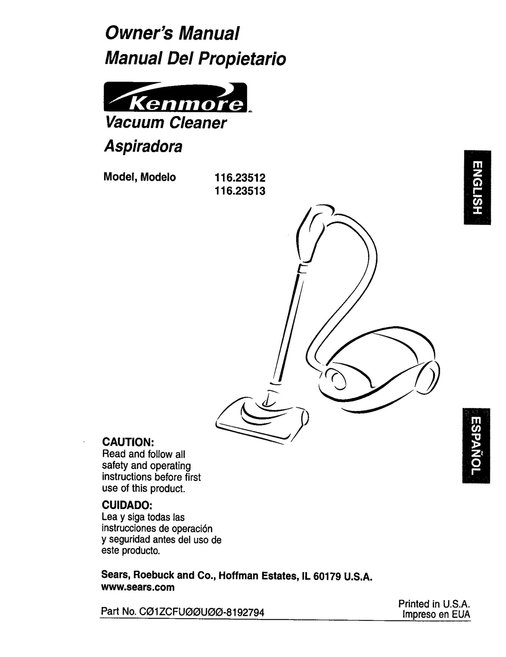 Kenmore 116.23513 Vacuum Cleaner User Manual