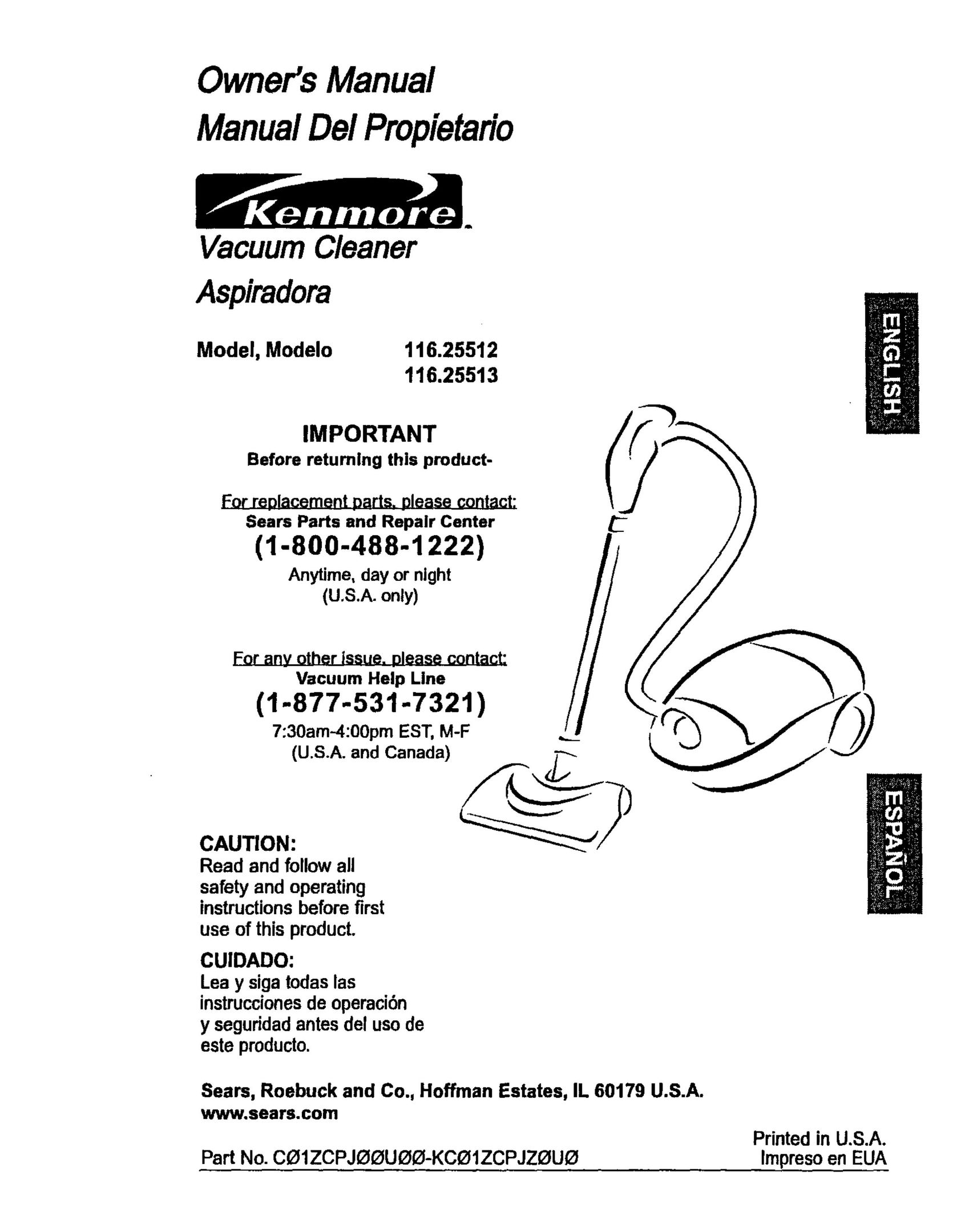 Kenmore 116.25513 Vacuum Cleaner User Manual