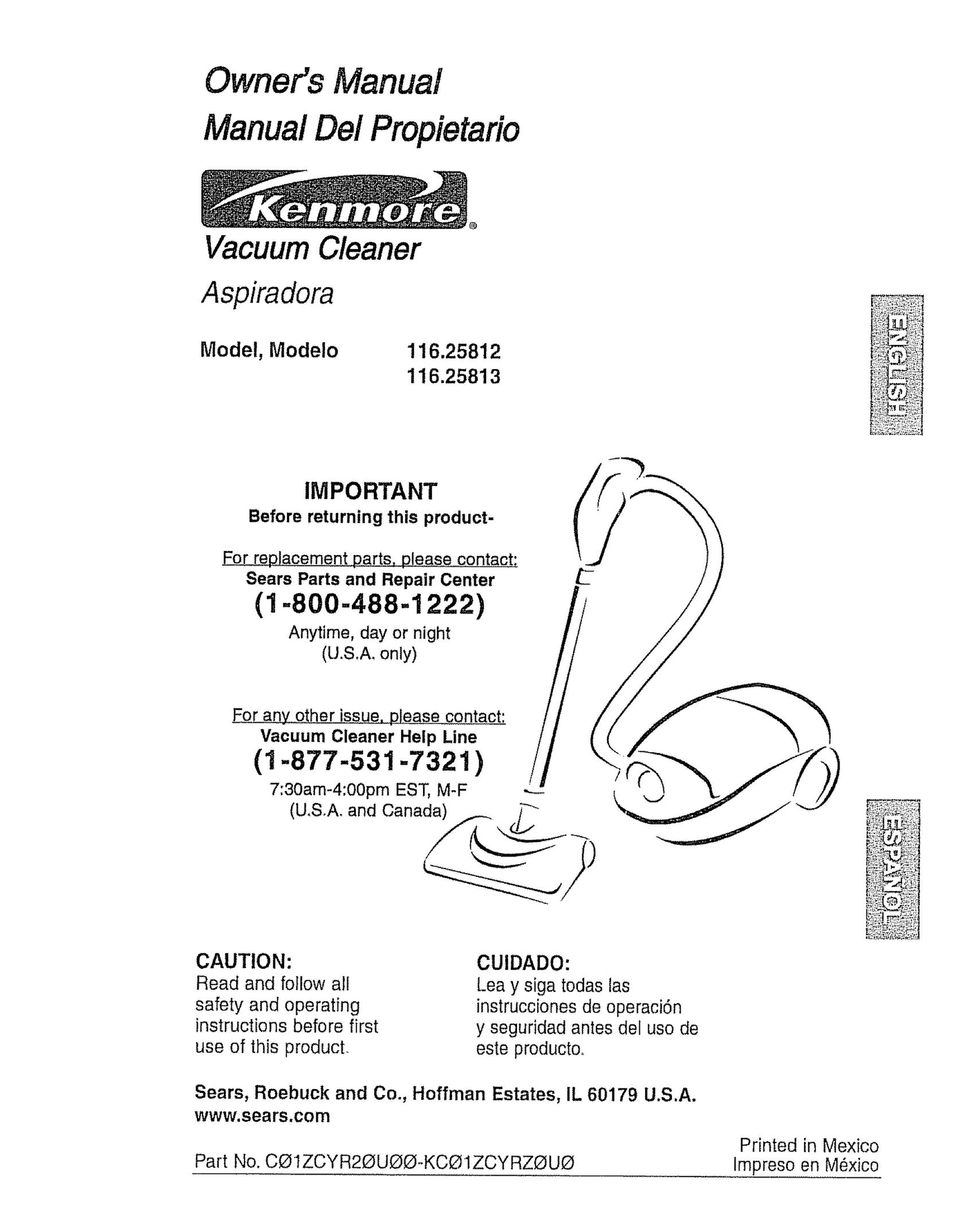 Kenmore 116.25812 Vacuum Cleaner User Manual