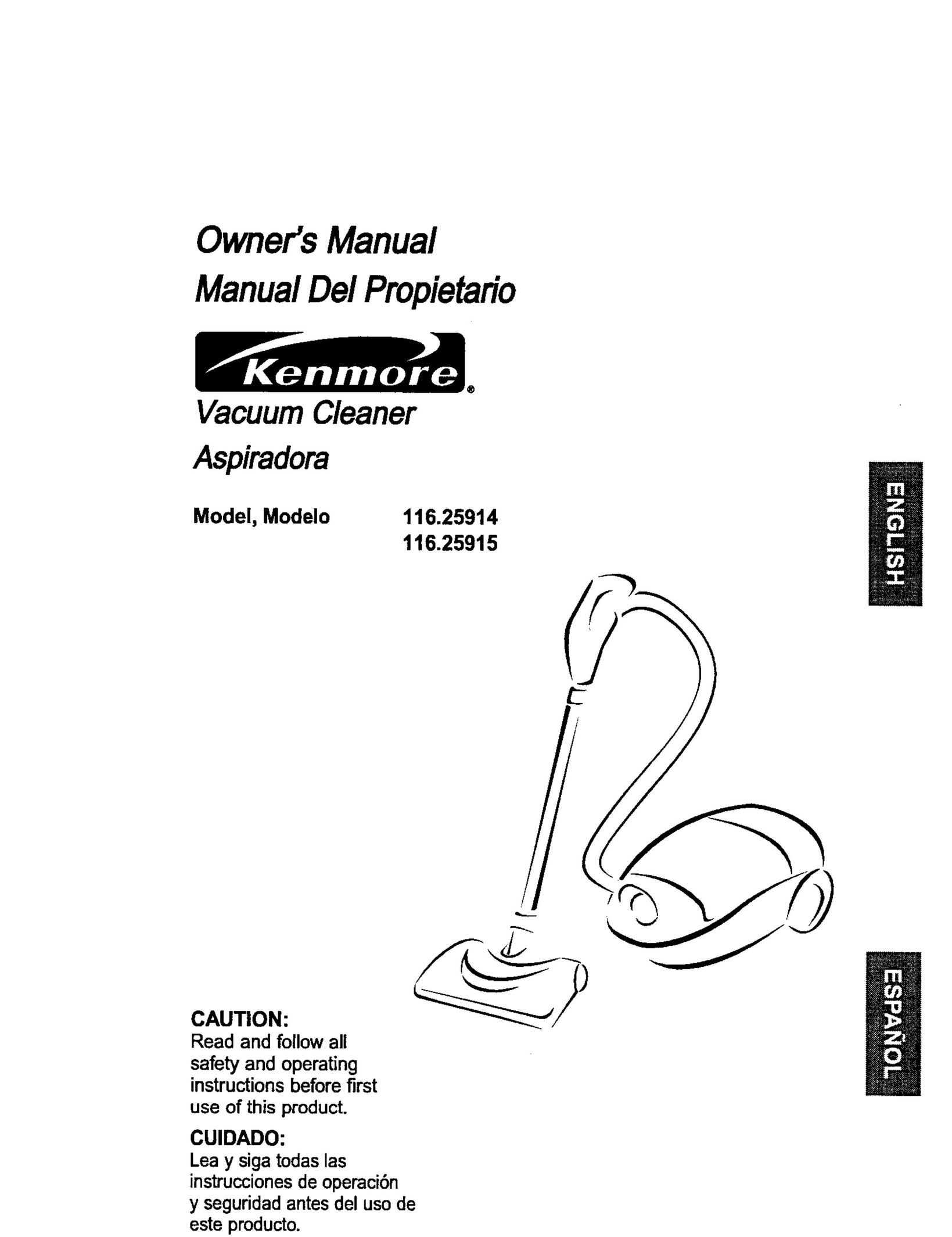 Kenmore 116.25914 Vacuum Cleaner User Manual