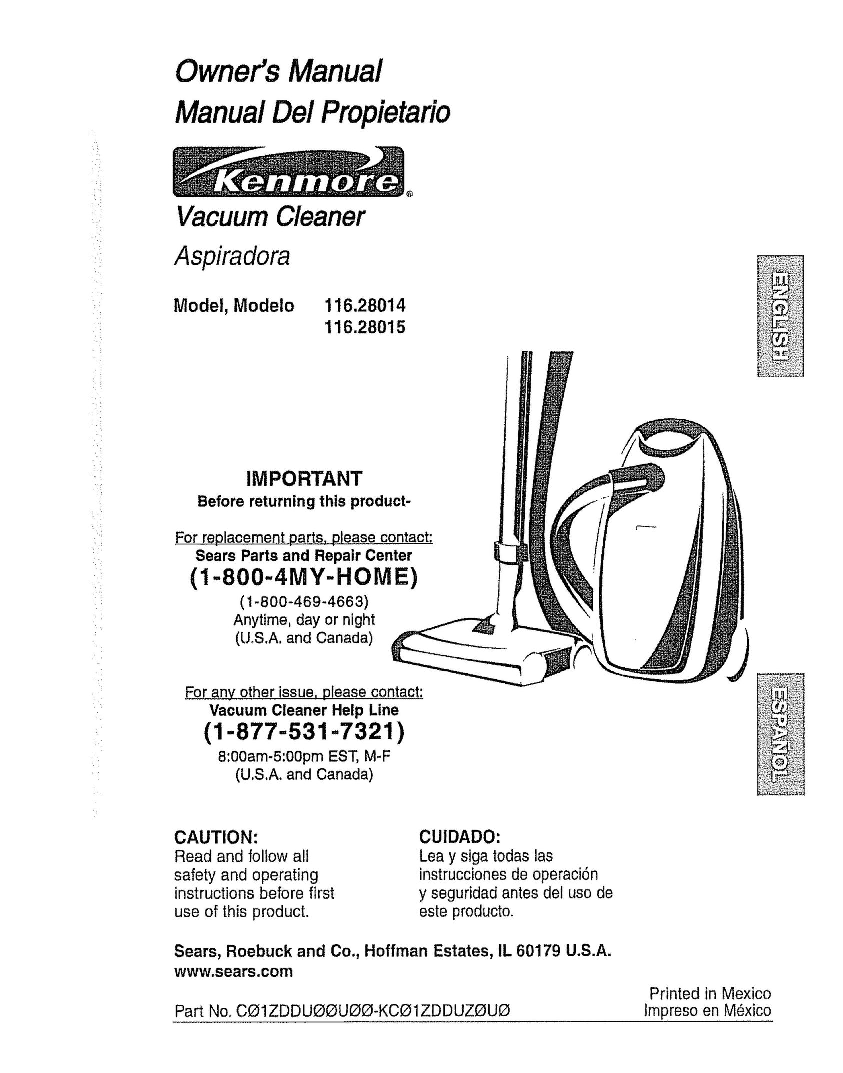 Kenmore 116.28015 Vacuum Cleaner User Manual