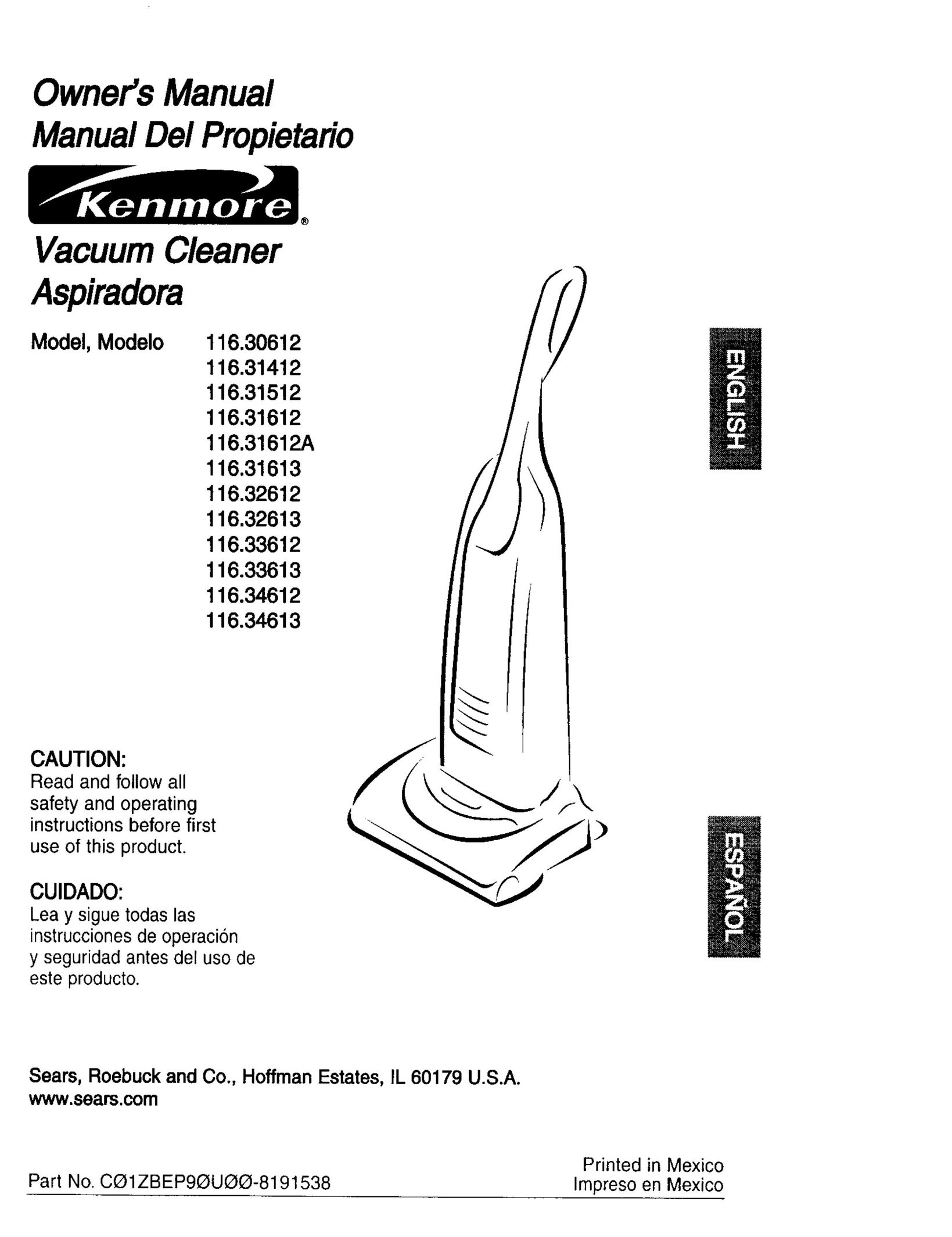 Kenmore 116.30612 Vacuum Cleaner User Manual