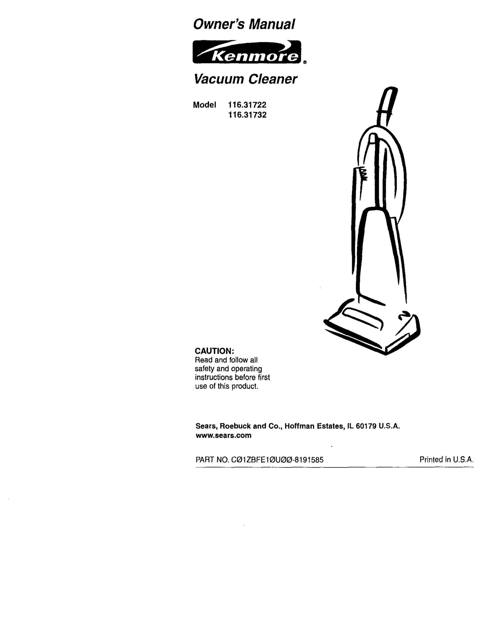 Kenmore 116.31722 Vacuum Cleaner User Manual