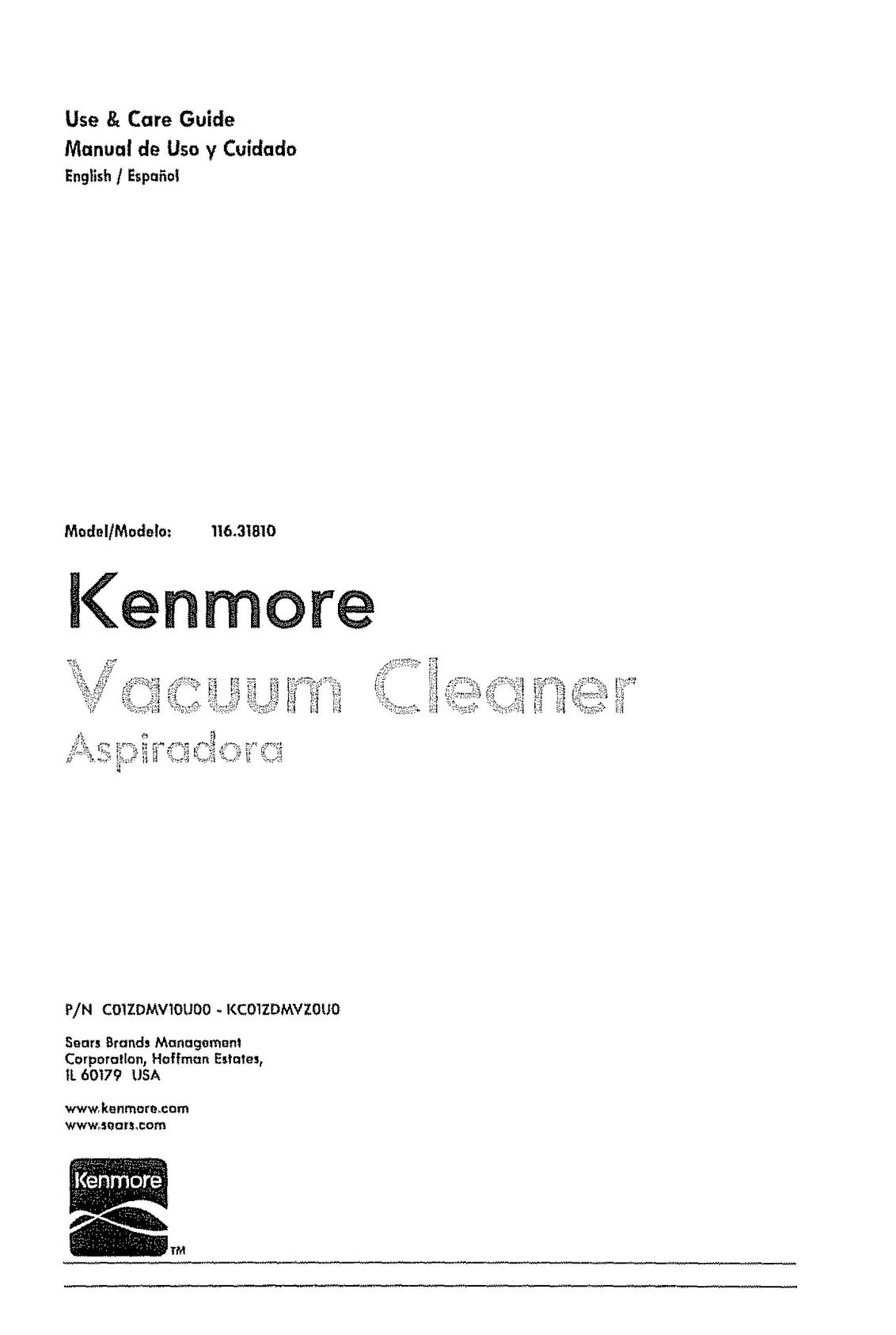 Kenmore 116.3181 Vacuum Cleaner User Manual