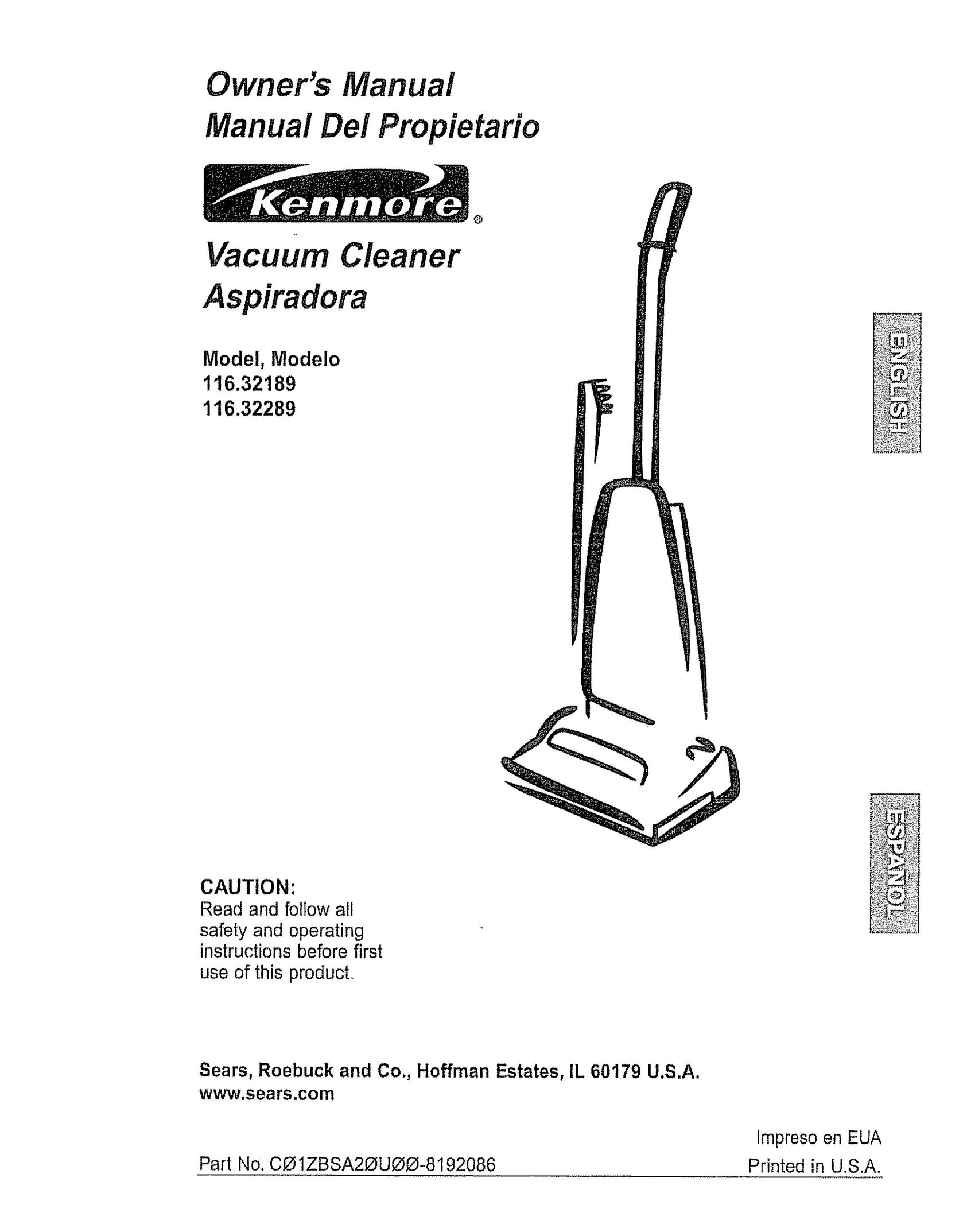Kenmore 116.32289 Vacuum Cleaner User Manual