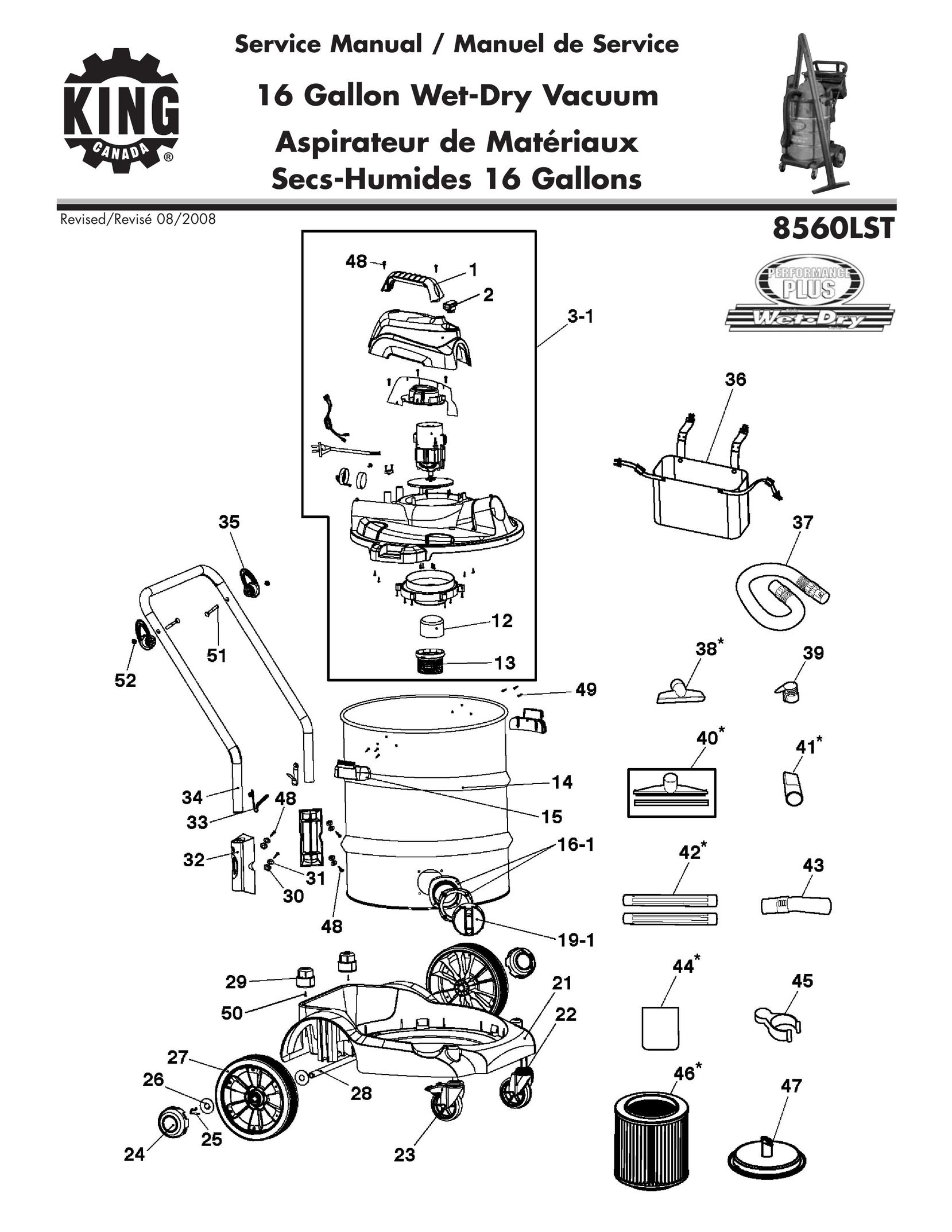 King Canada 8560LST Vacuum Cleaner User Manual