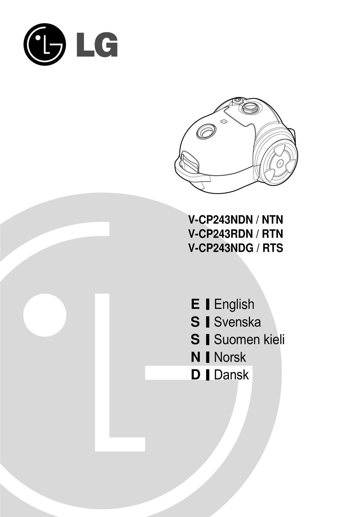 LG Electronics V-CP243NDN/NTN Vacuum Cleaner User Manual