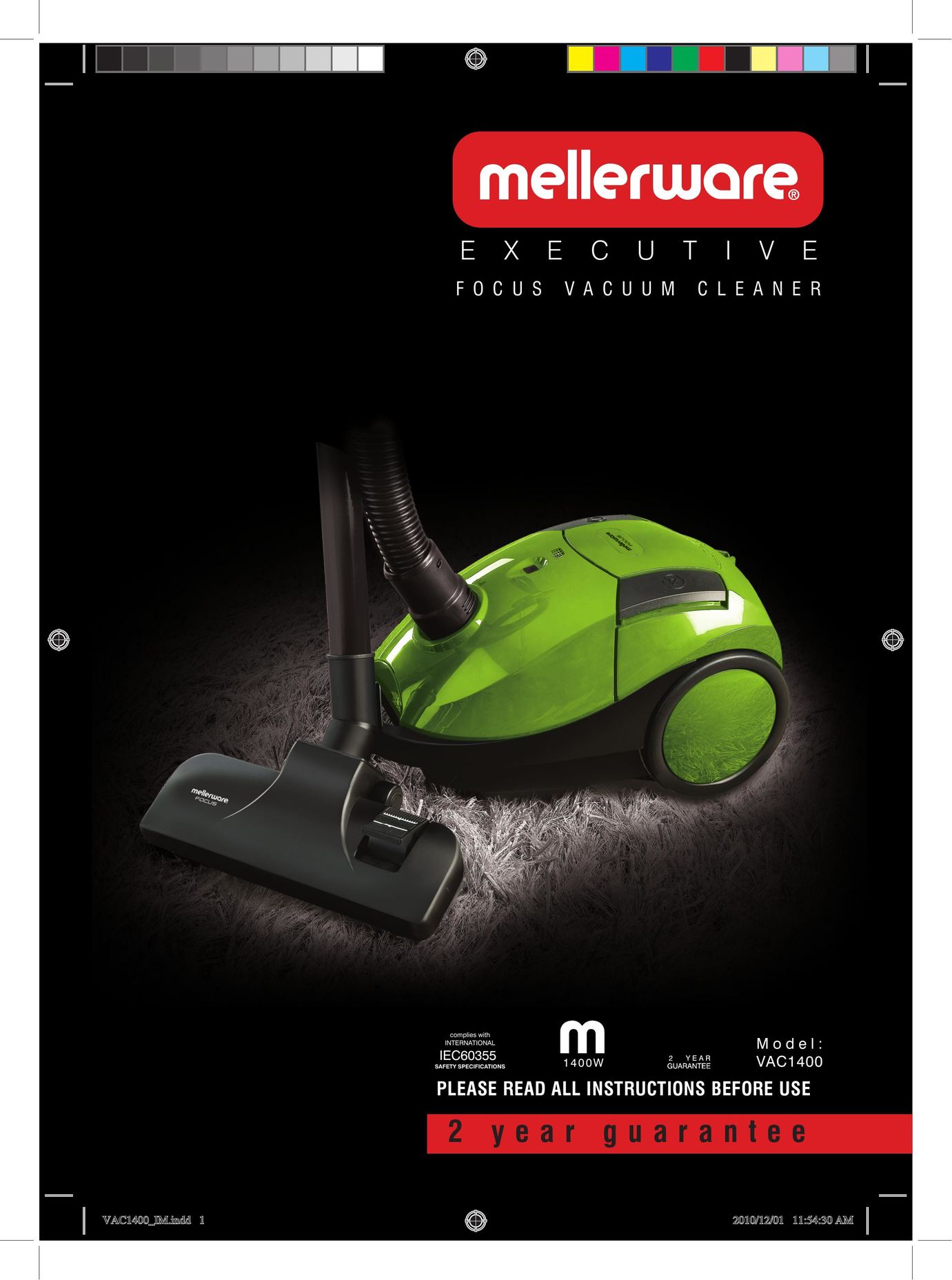 Mellerware VAC14001400W Vacuum Cleaner User Manual