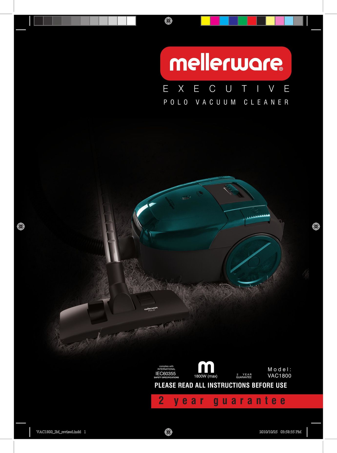 Mellerware VAC18001800W Vacuum Cleaner User Manual