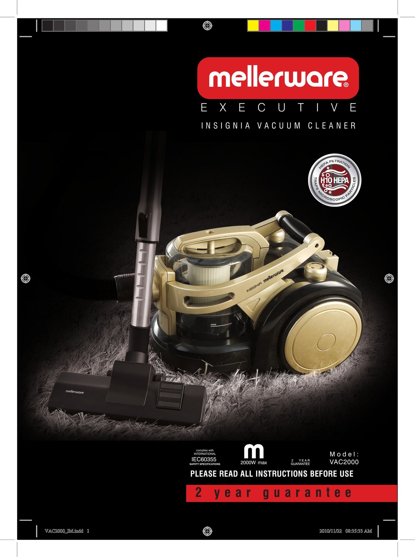 Mellerware VAC20002000W Vacuum Cleaner User Manual