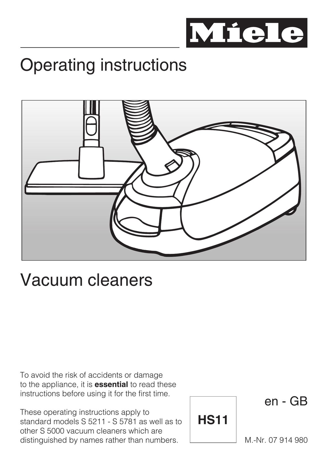 Miele HS11 Vacuum Cleaner User Manual