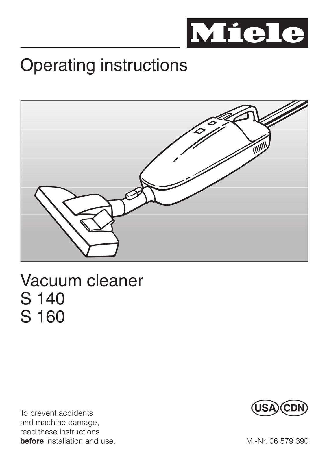 Miele S 140 S 160 Vacuum Cleaner User Manual