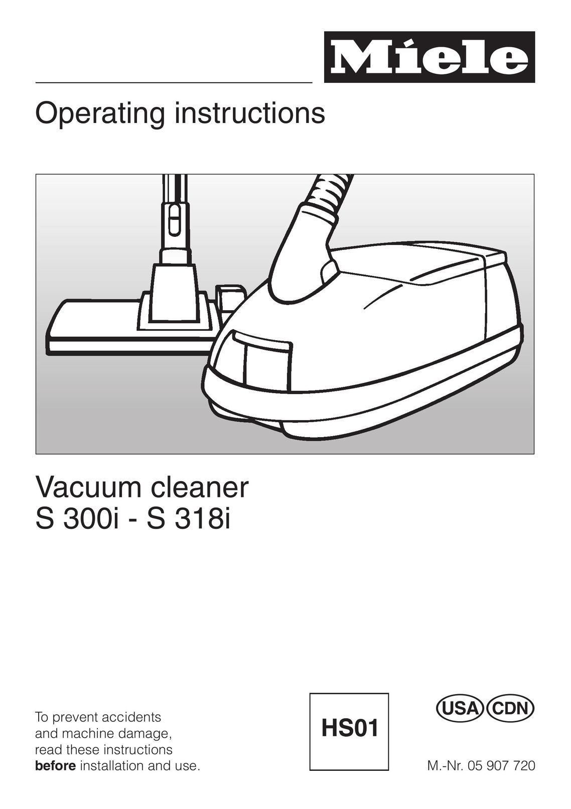 Miele S 300I Vacuum Cleaner User Manual