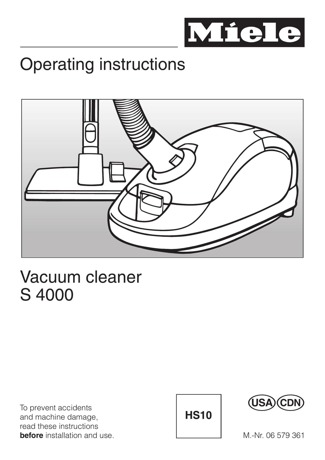 Miele S 4000 Vacuum Cleaner User Manual