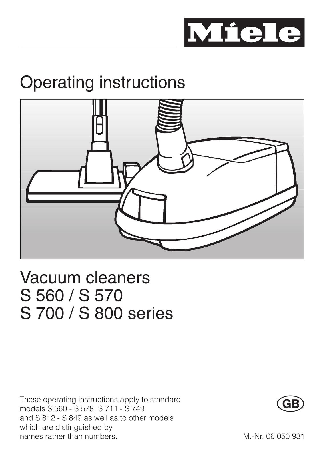 Miele S 560 Vacuum Cleaner User Manual