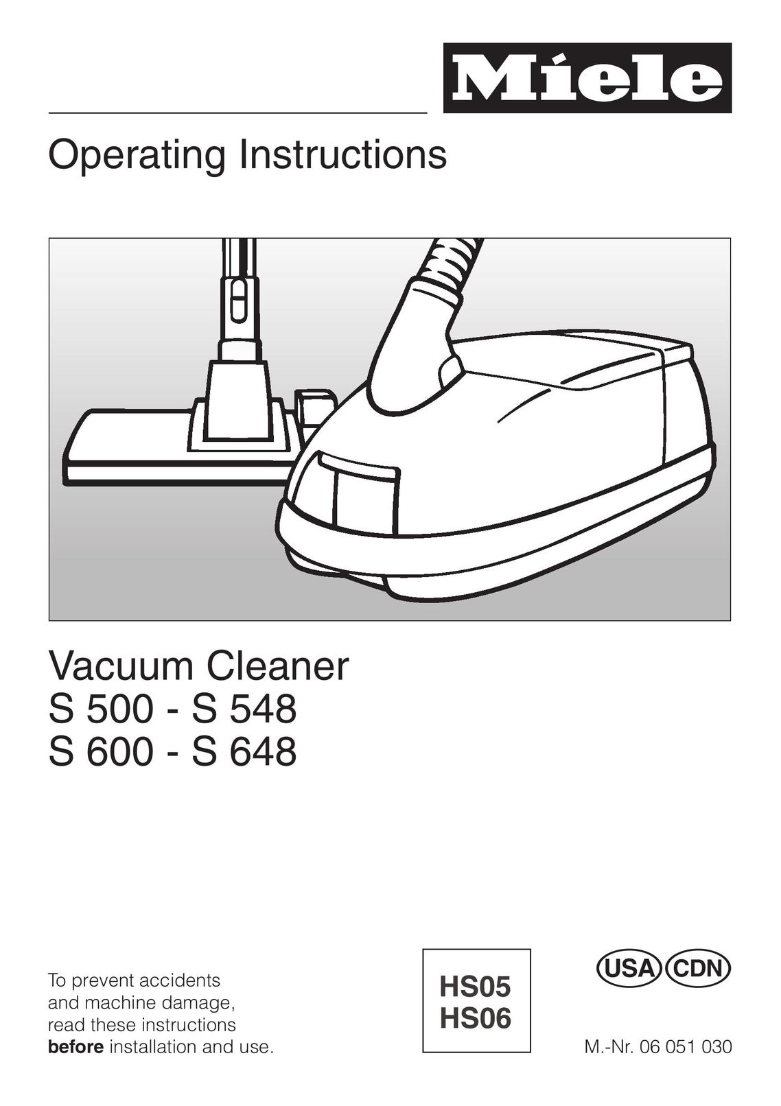 Miele S 600 Vacuum Cleaner User Manual