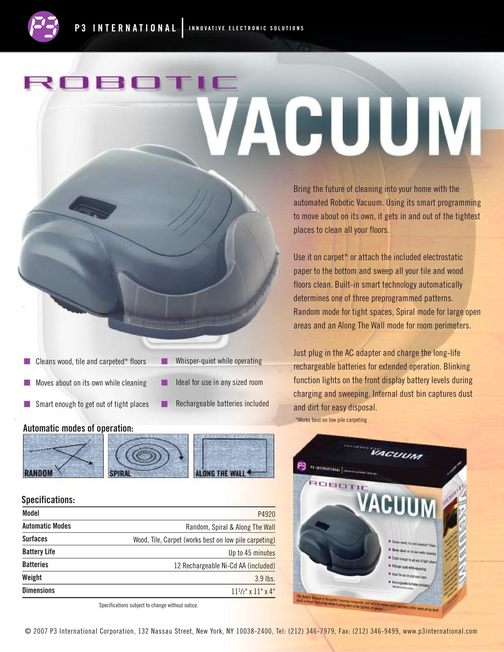 P3 International P4920 Vacuum Cleaner User Manual