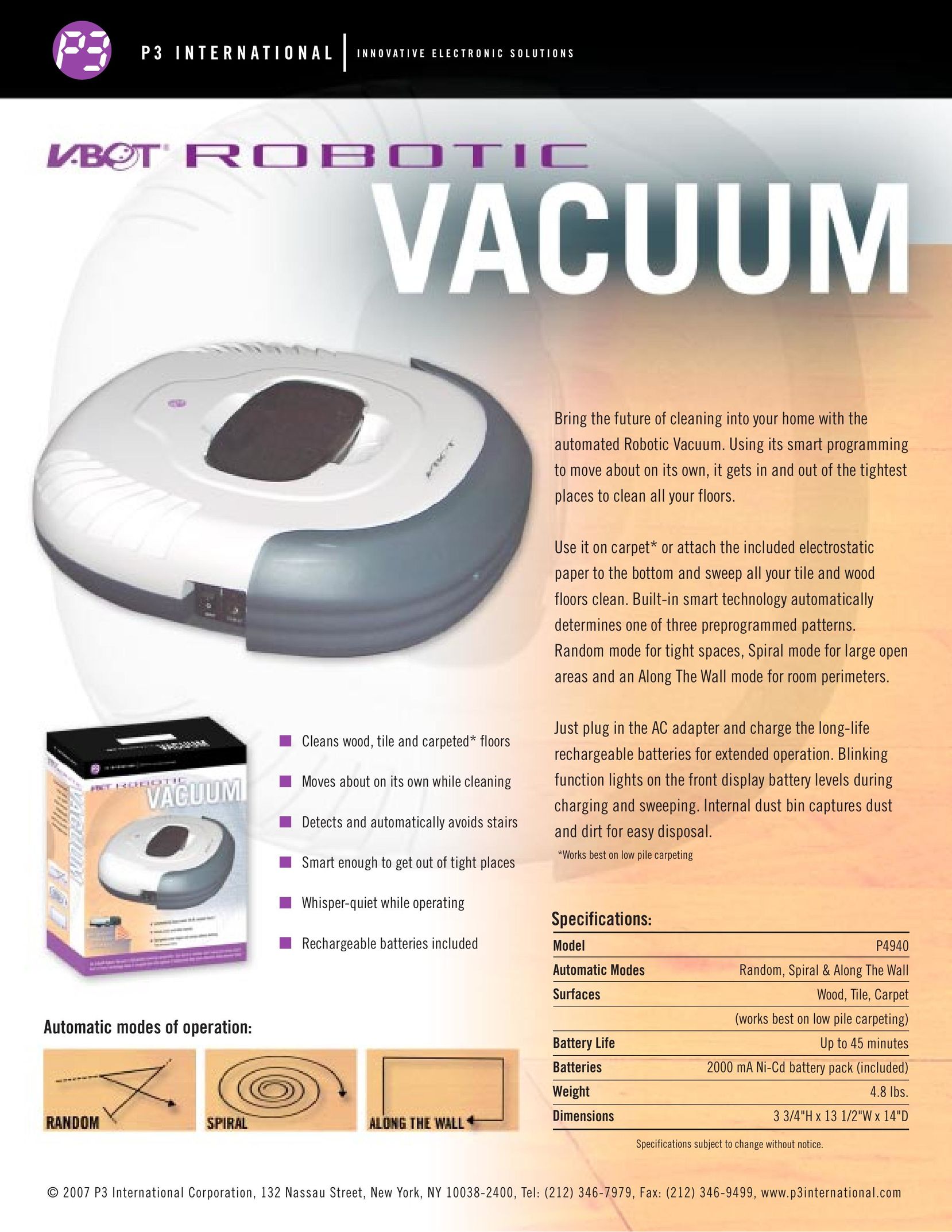 P3 International P4940 Vacuum Cleaner User Manual
